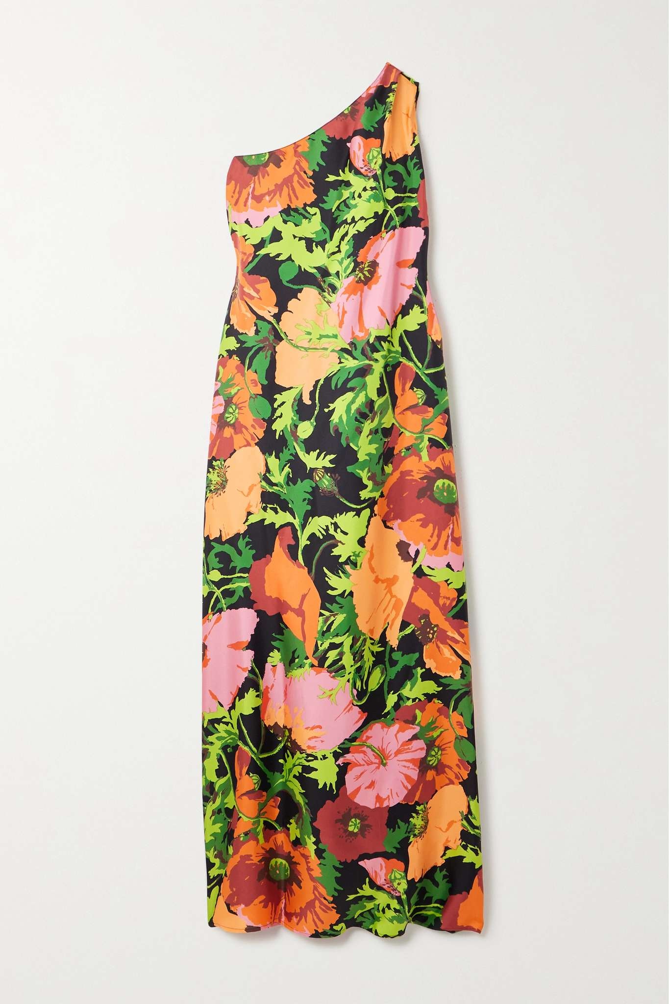 Roy one-shoulder floral-print silk-twill maxi dress - 1