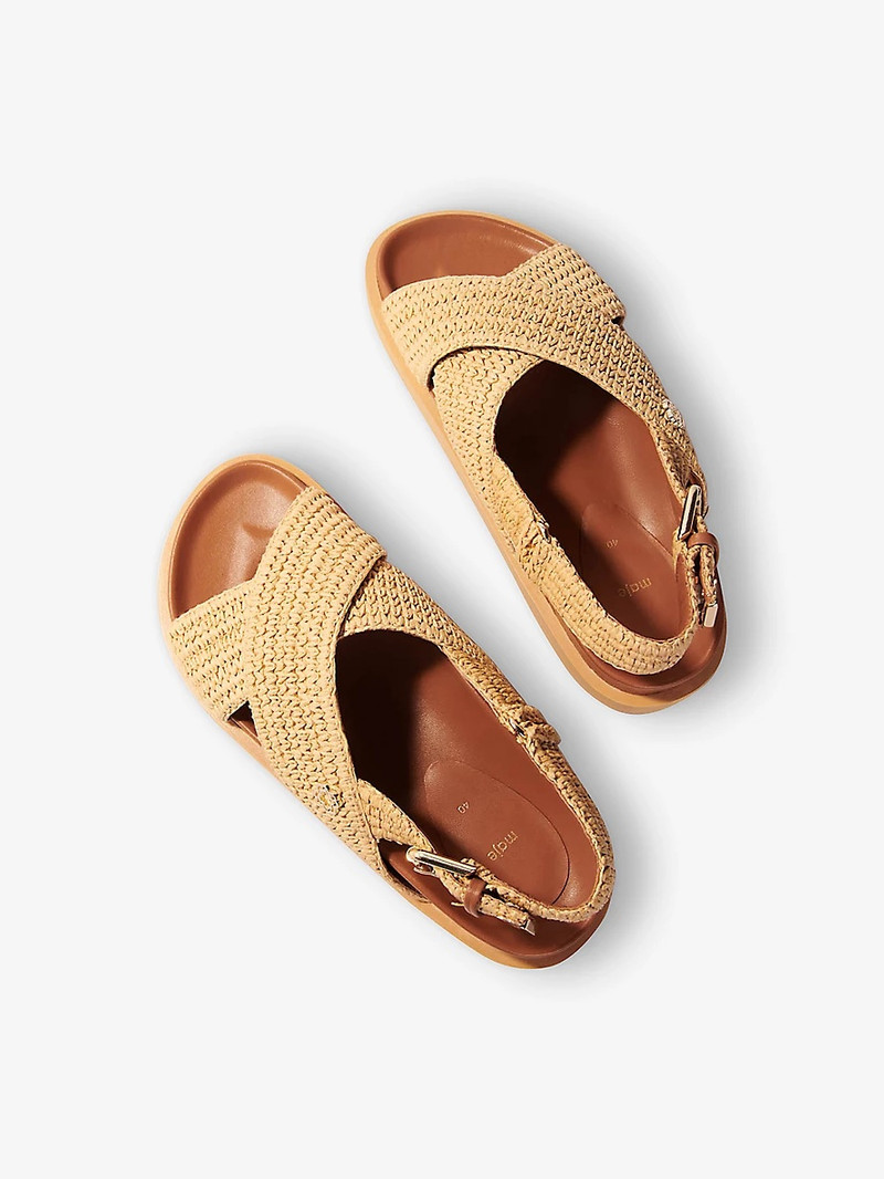 maje Raffia-Effect Flat Sandals outlook