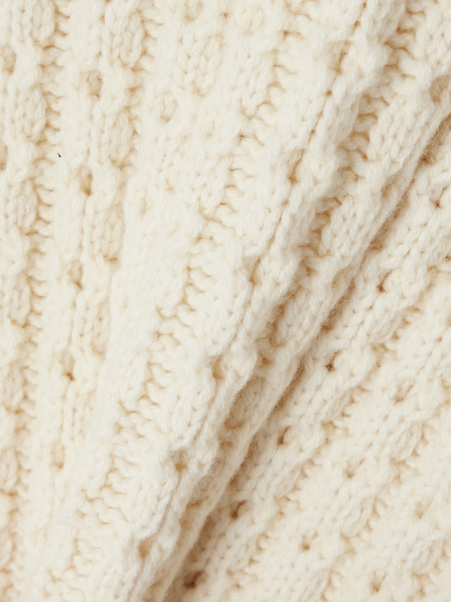 Oversized belted ribbed wool turtleneck sweater vest Ivory - 4