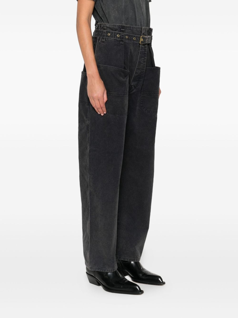 belted pocket trousers - 3