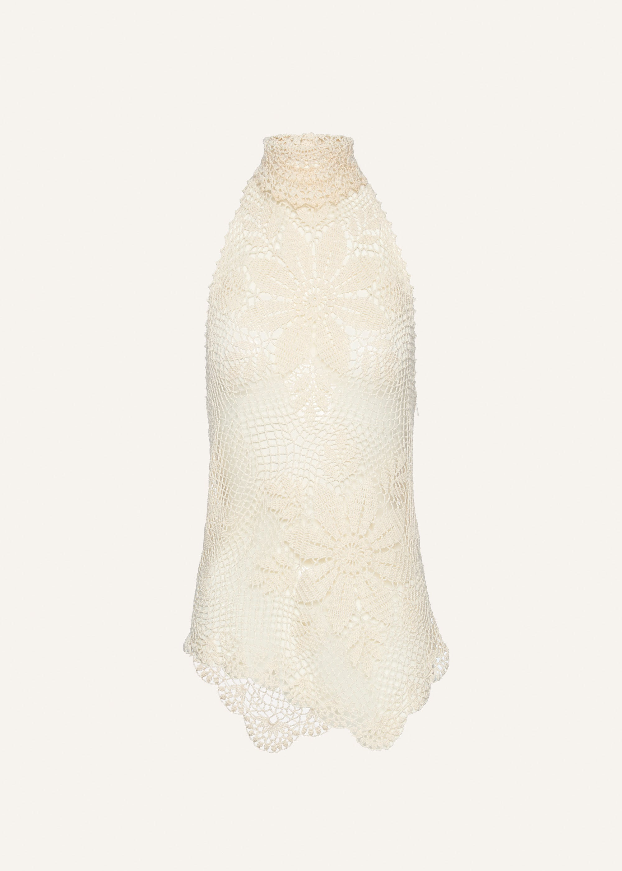 Lace crochet high neck blouse in cream - 1