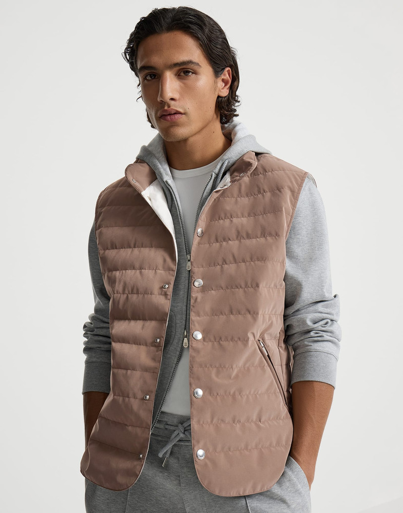 Bonded nylon down vest with detachable hood 5