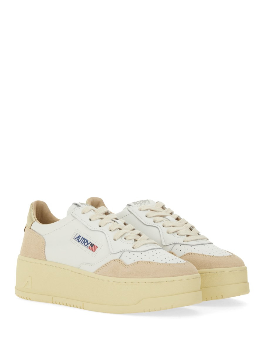 MEDALIST PLATFORM SNEAKERS IN SUEDE AND PLATINUM AND WHITE LEATHER - 2