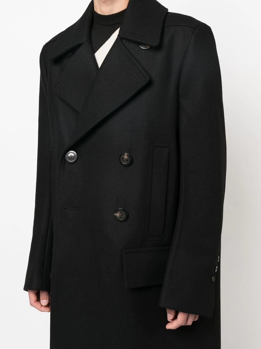 double-breasted wide-lapel coat - 5