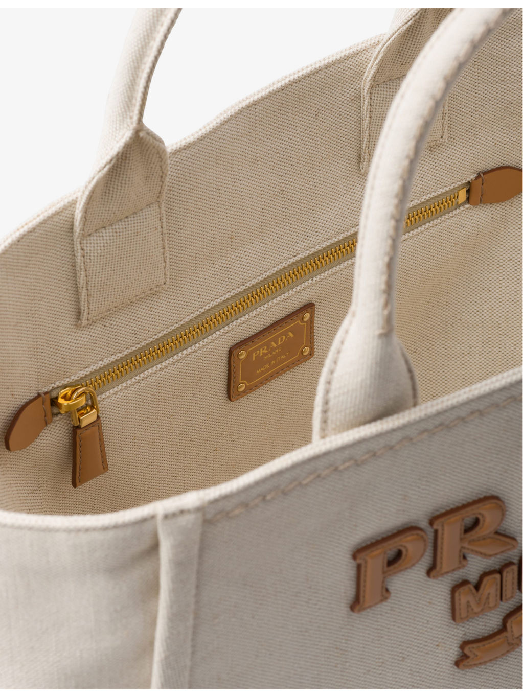 Brand-typography large linen-blend tote bag - 5