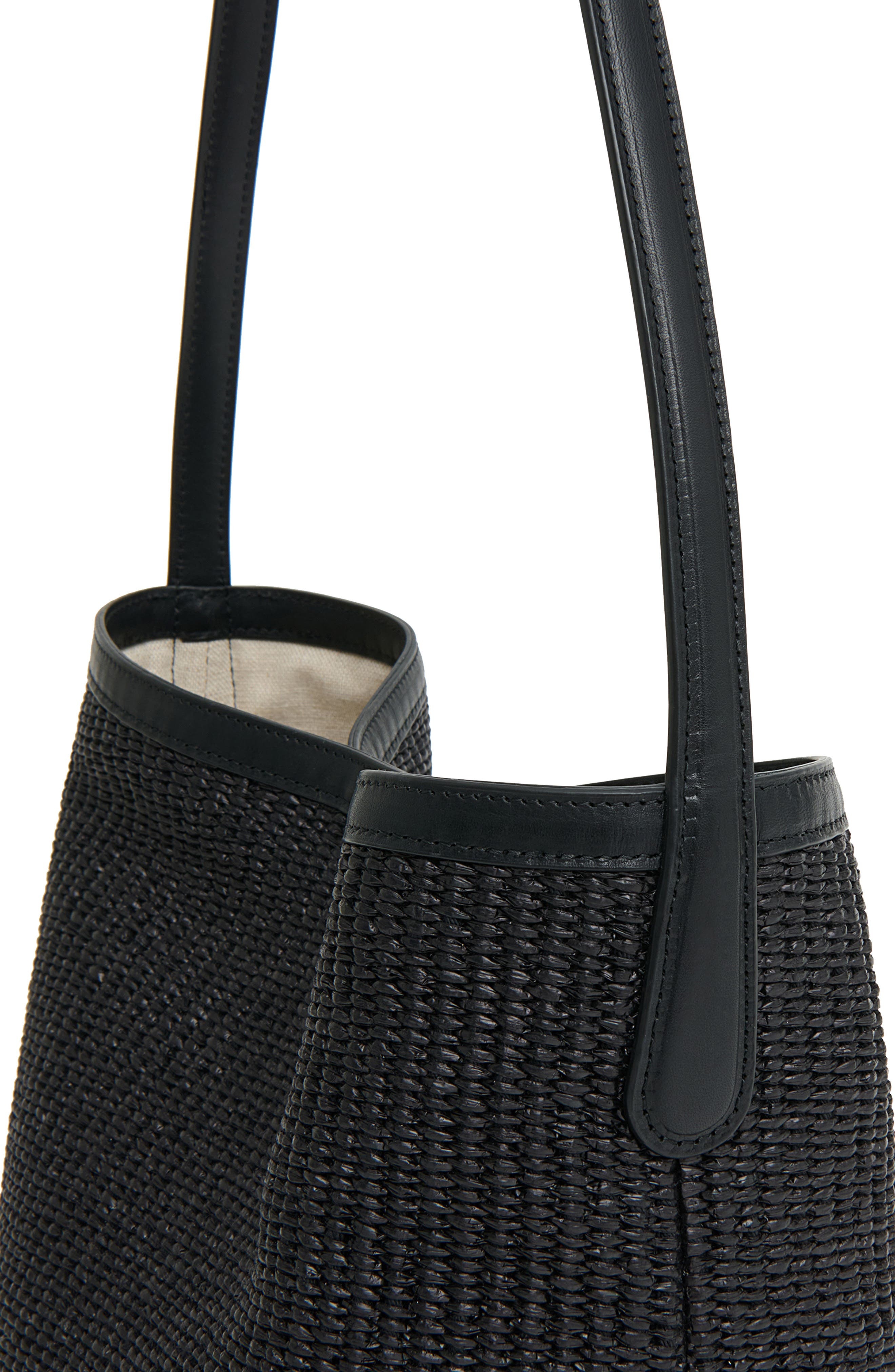 Mansur Gavriel Everyday Cabas Raffia Bag in Black/Black at Nordstrom - 4