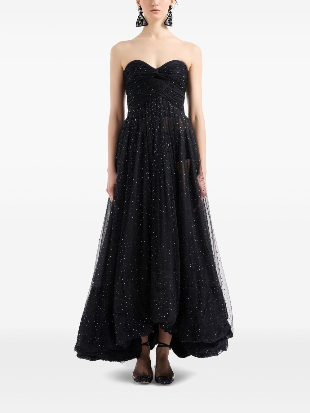 sequin-embellished strapless dress - 2