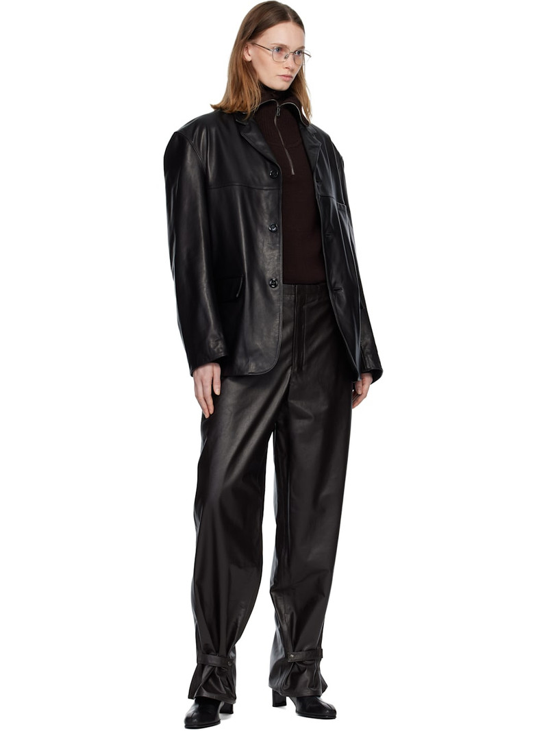 Lemaire Black Single Breasted Leather Jacket outlook