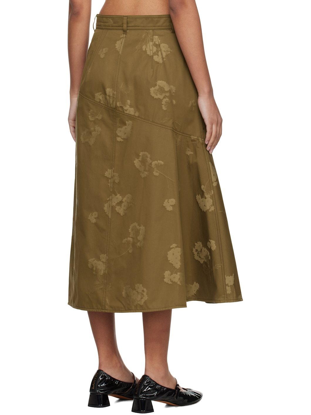Khaki Drape Midi Skirt - 3