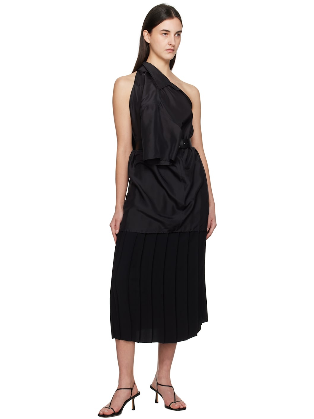 Black Dual Wear Light Silk Shirt - 5