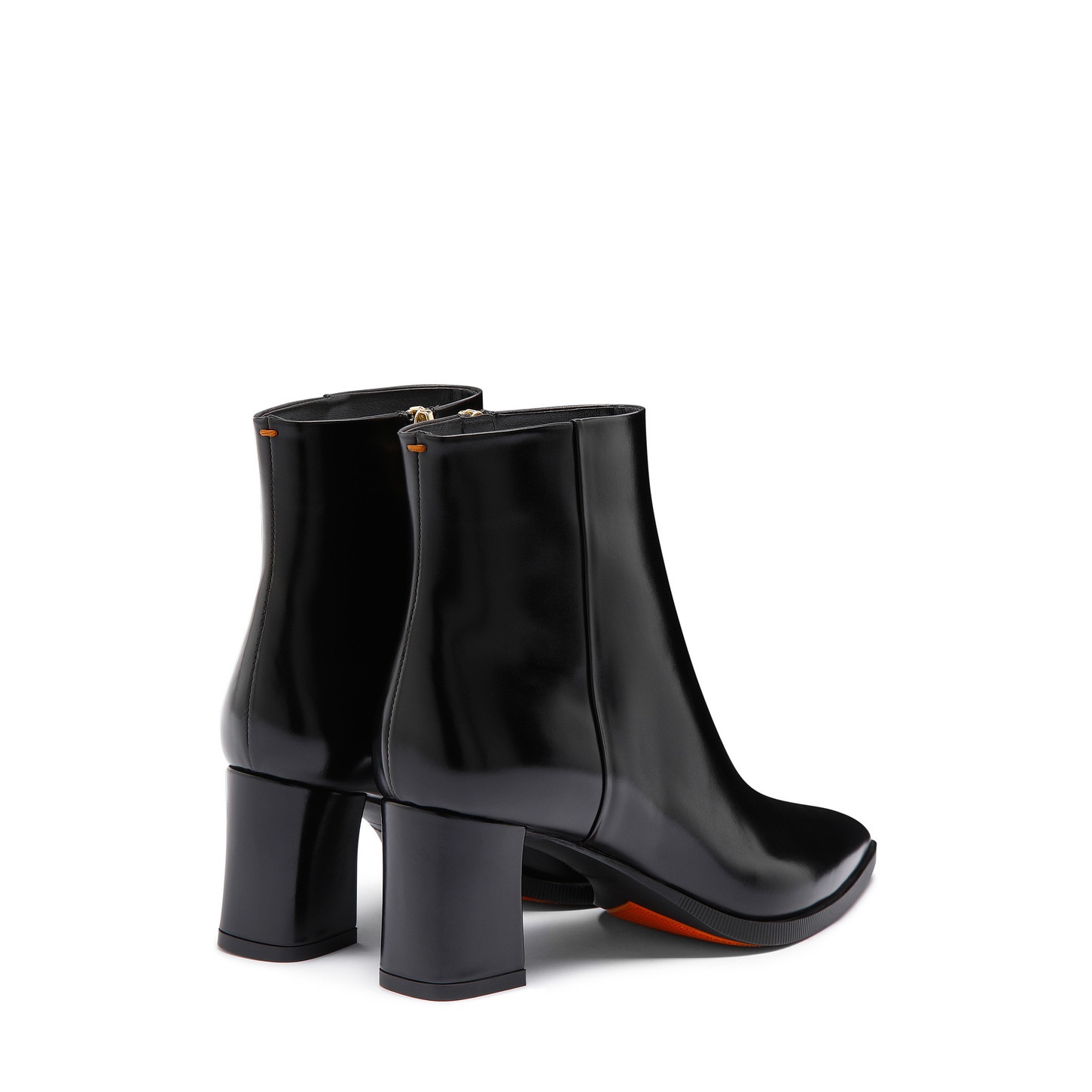 Women's black leather mid-heel ankle boot - 4