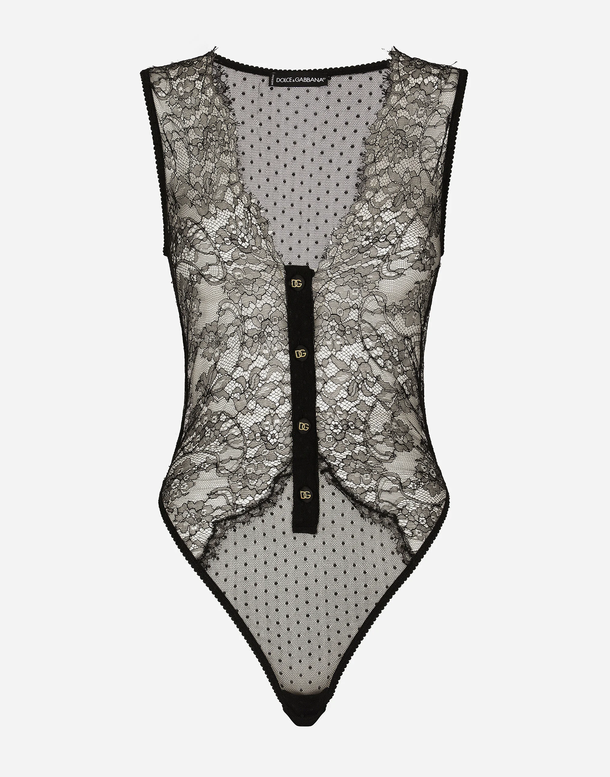 Lace bodysuit with plunging neckline - 1
