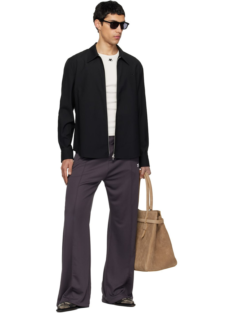 courrèges Black Zipped Twill Shirt Jacket outlook