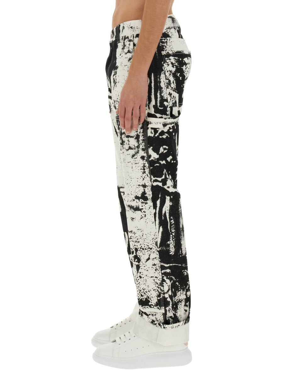 Alexander Mcqueen Men Workwear Jeans With Fold Print - 4