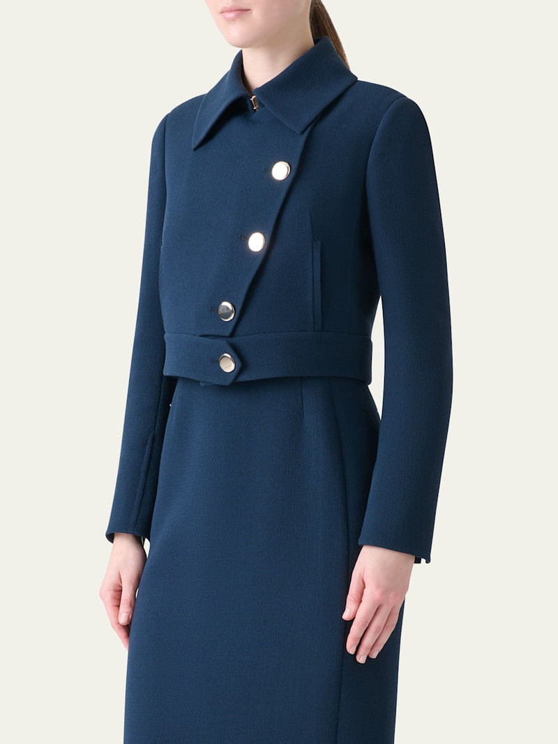 AKRIS Dana Asymmetric-Button Wool Crepe Jacket outlook