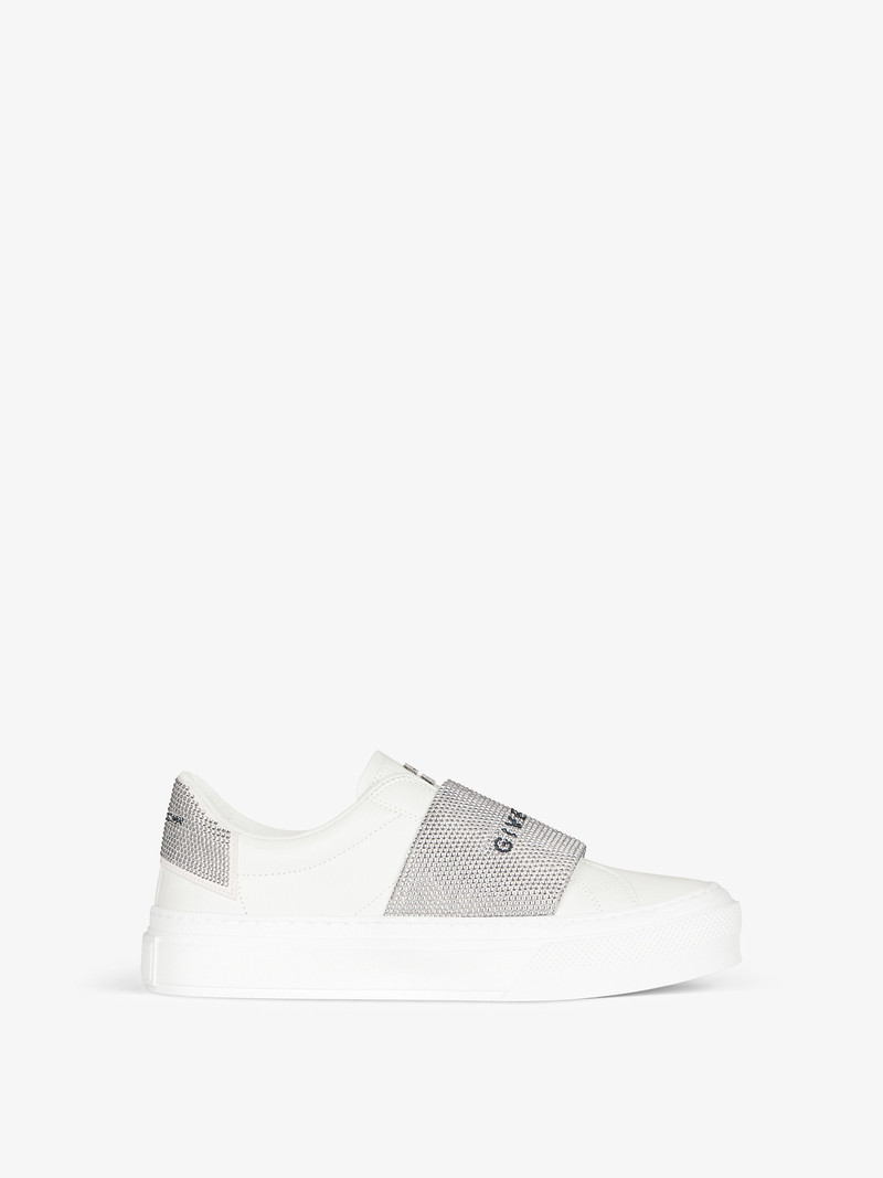 CITY SPORT SNEAKERS IN LEATHER WITH STRASS STRAP 1
