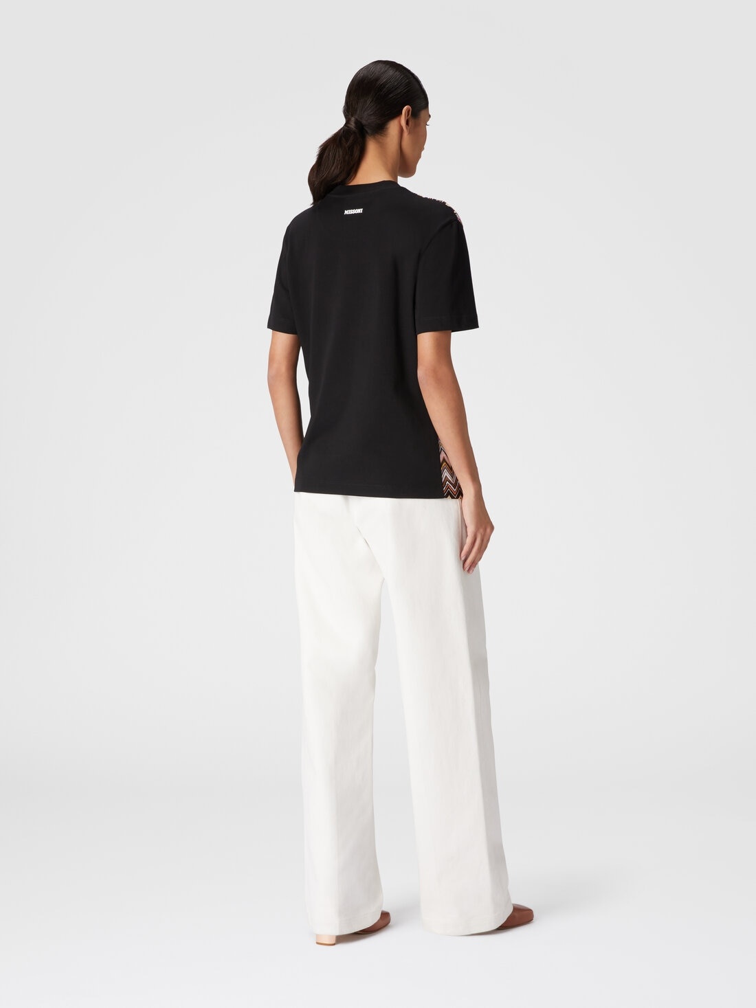 Cotton jersey T-shirt with chevron inserts - 3