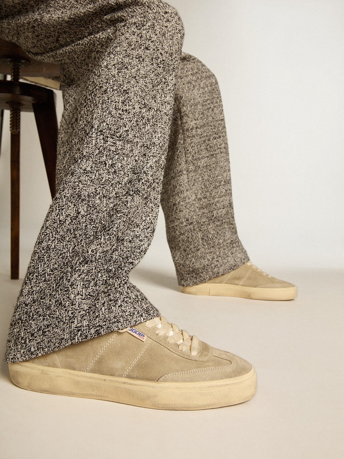 Men's Soul Star in dove-gray suede with white leather heel tab and tongue - 3