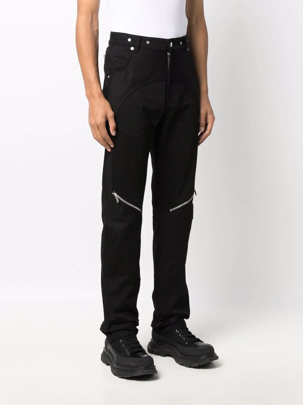 zip-detailed straight-leg trousers - 3