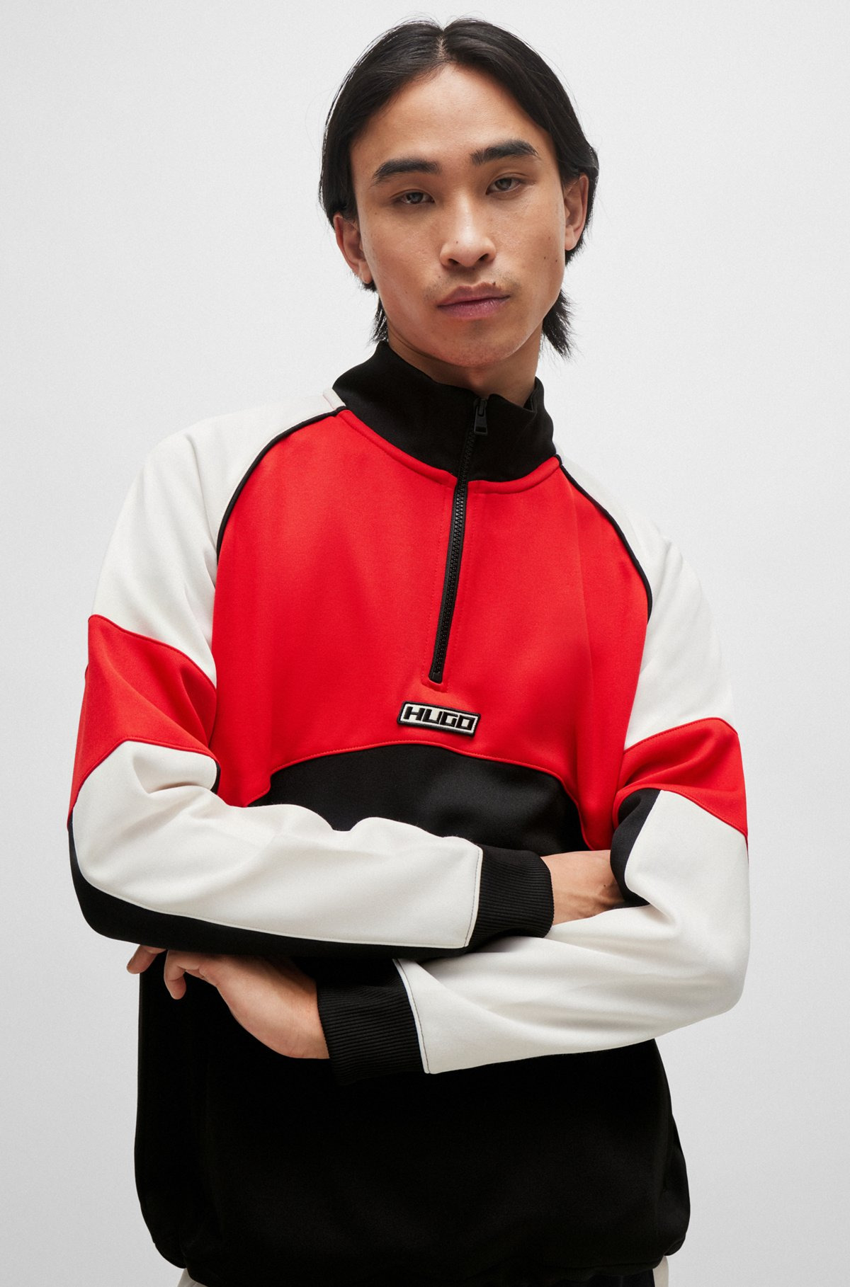 COLOR-BLOCKED SWEATSHIRT WITH RACING-INSPIRED LOGO BADGE - 3