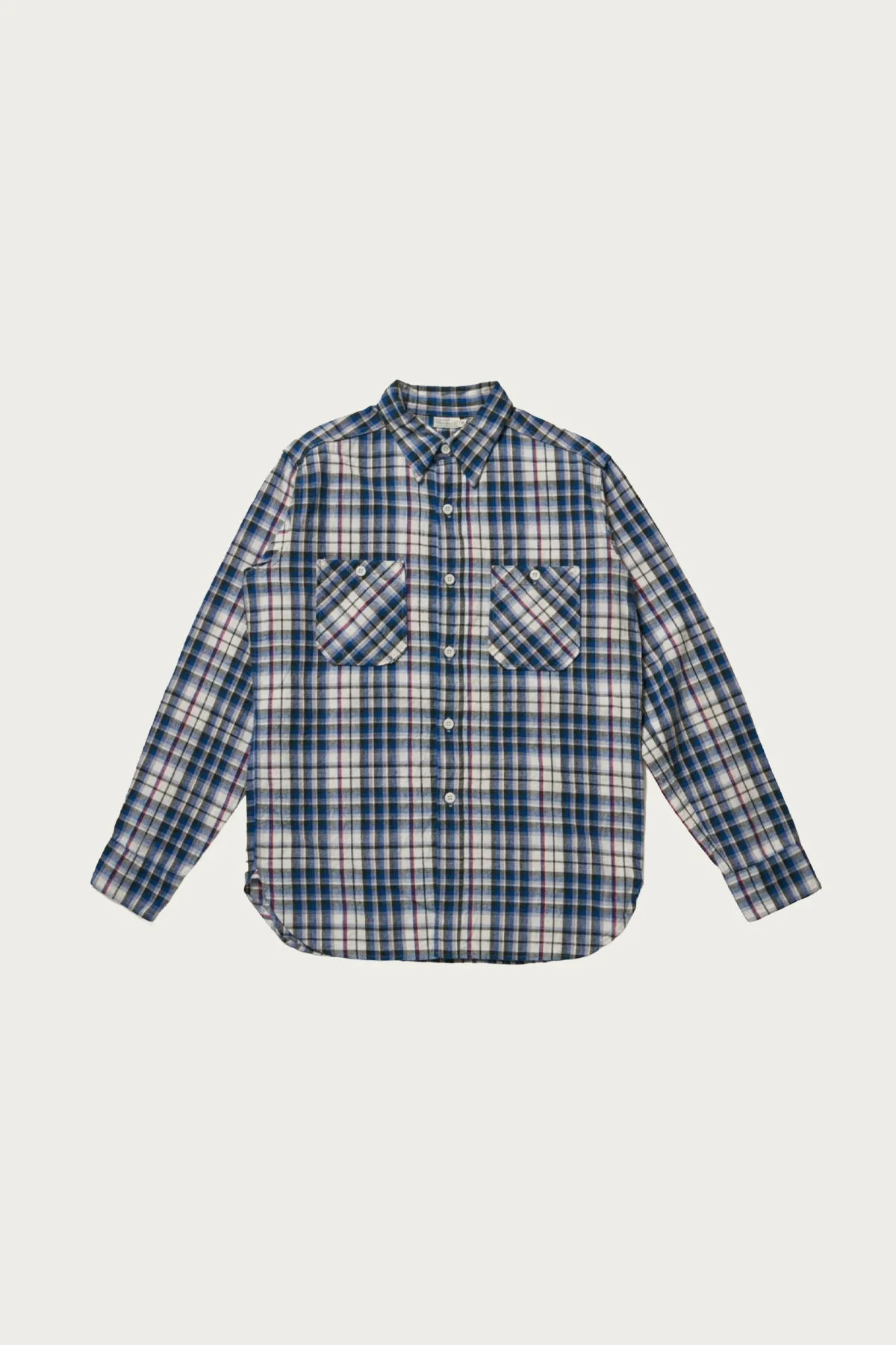 3055 Long Sleeve Check Work Shirt - Blue - 1
