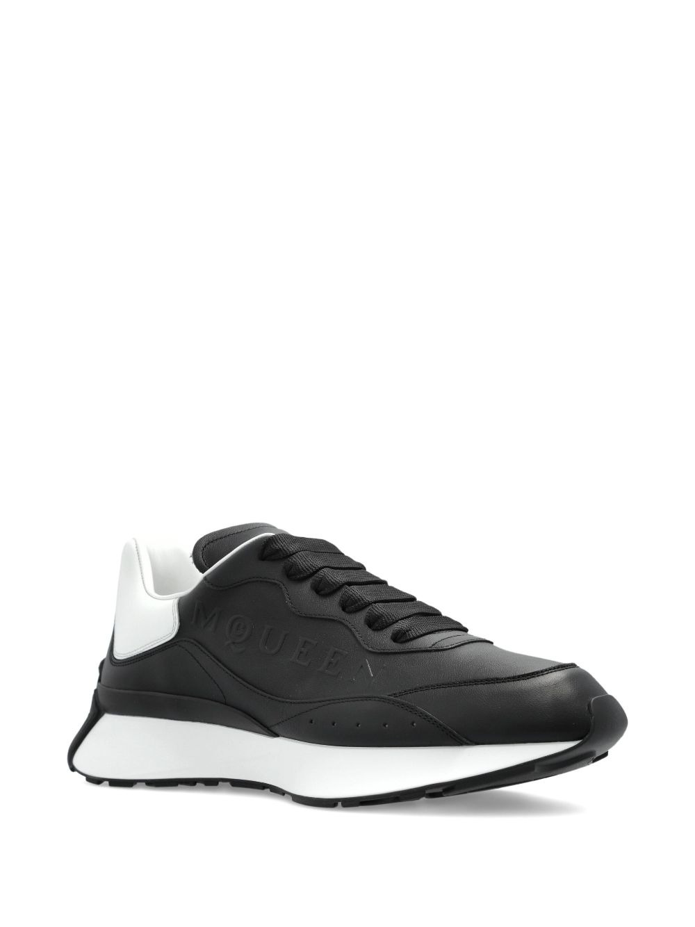 leather logo trainers - 2