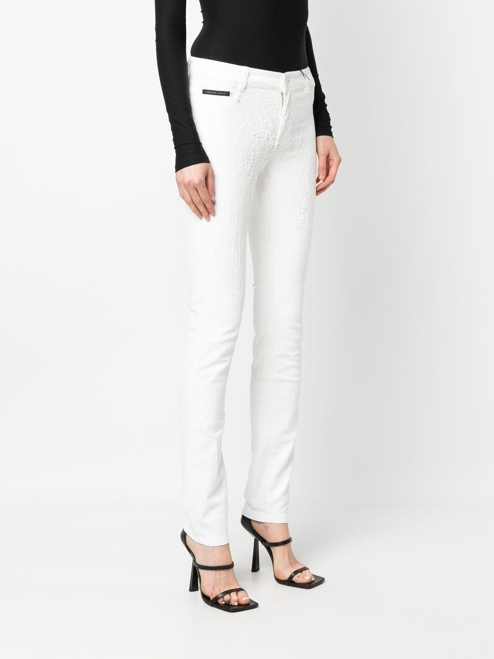 crackle-textured denim leggings - 3