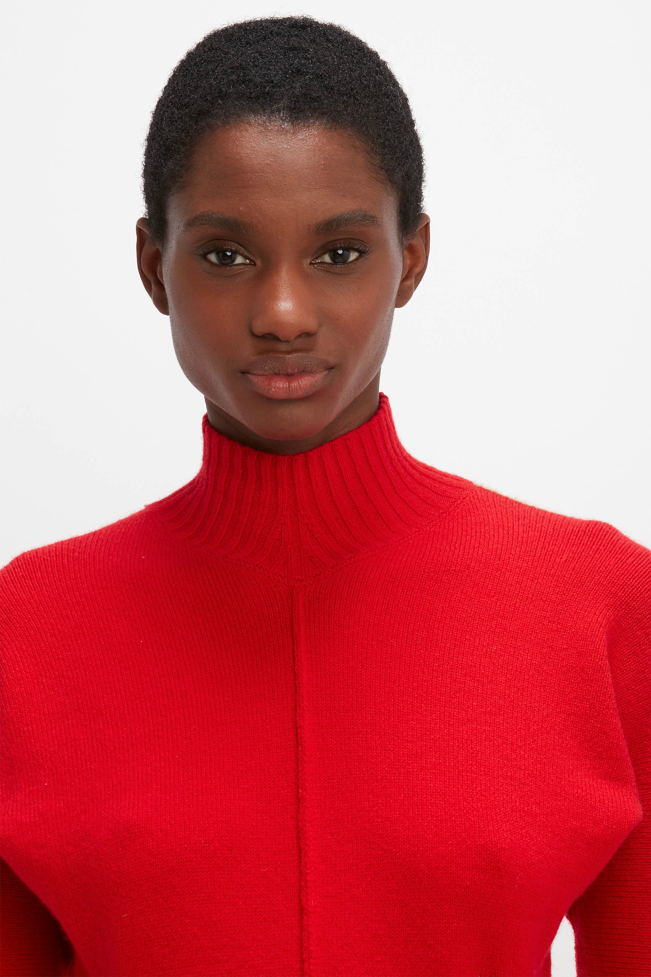 Polo Neck Cashmere Jumper in Red - 5