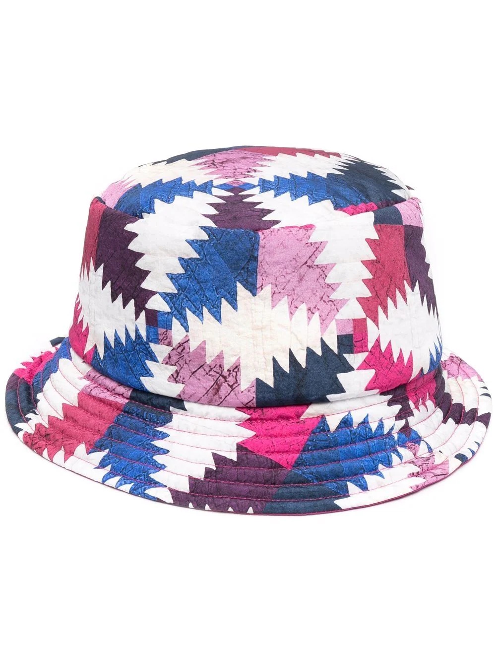 colour block-print bucket hat - 1