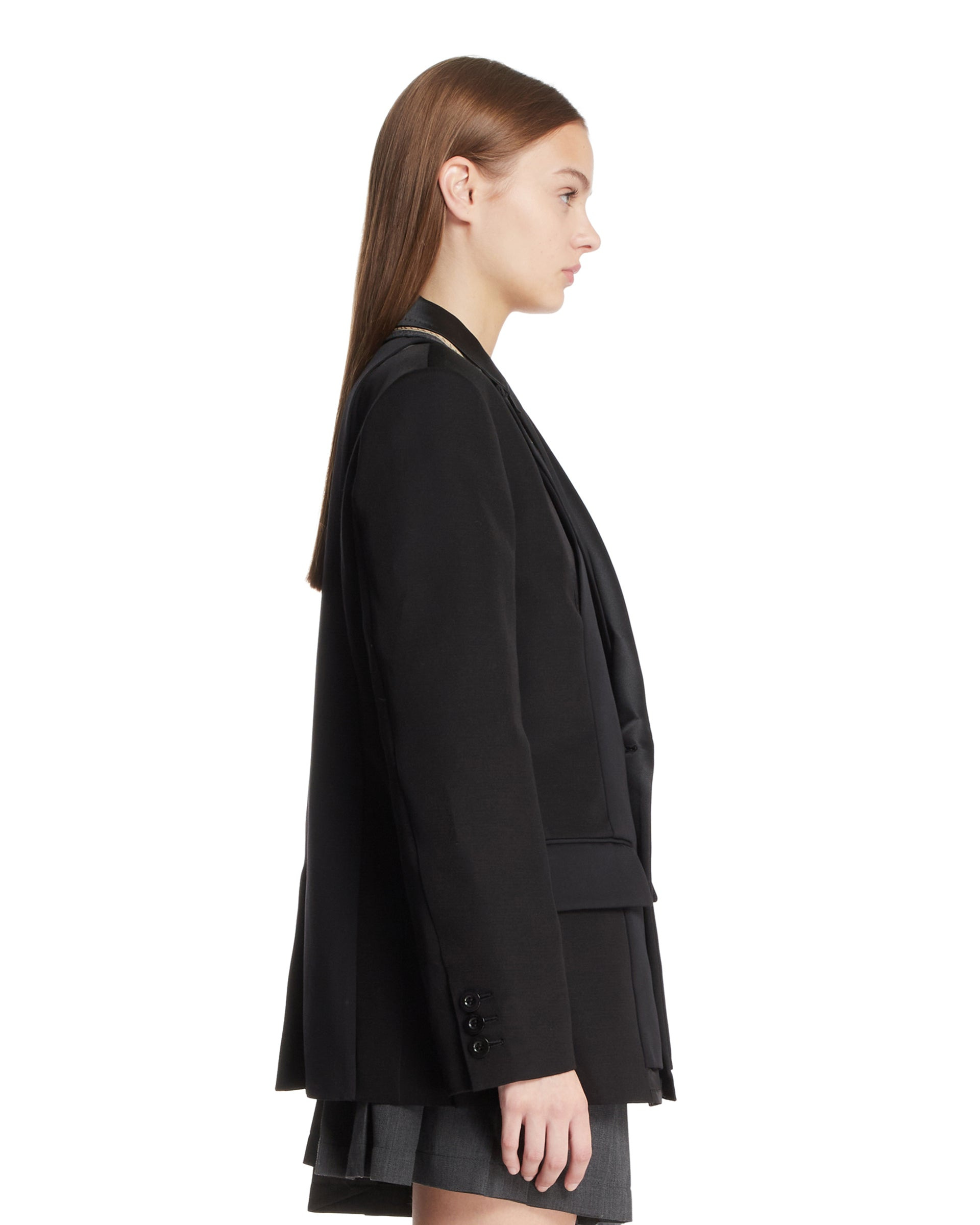 Black Double-Breasted Tailored Blazer - 5