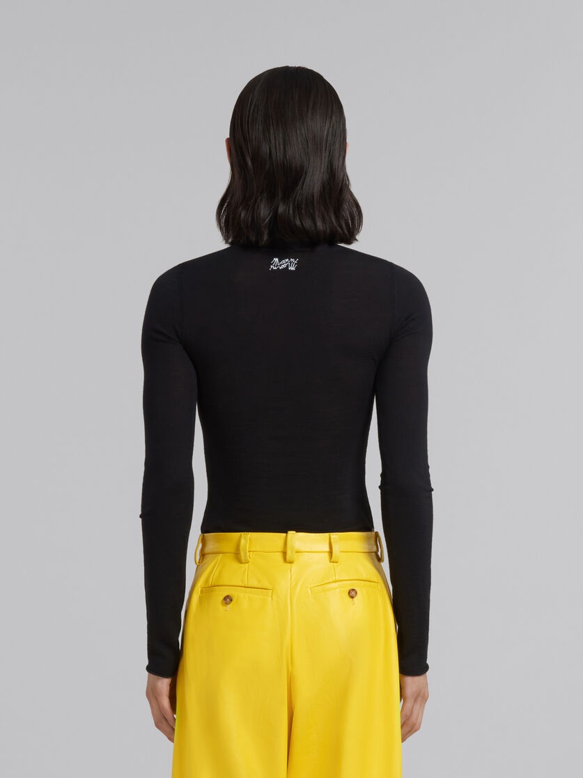 BLACK WOOL TURTLENECK JUMPER - 3