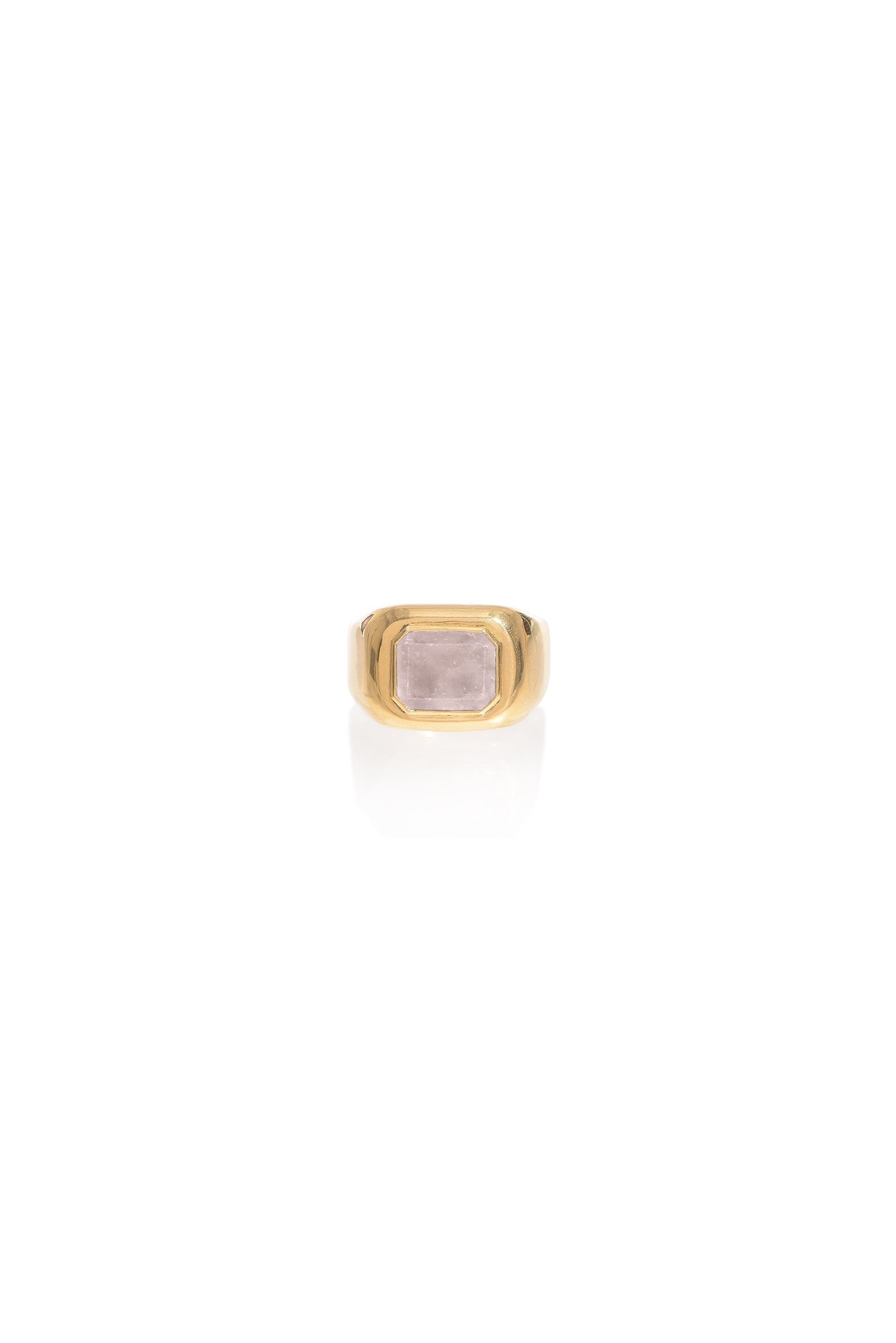 Large Ring in 18K Gold & Rose Quartz - 2