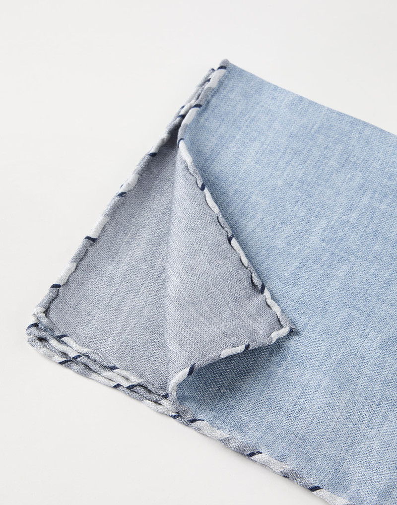 Brunello Cucinelli Silk pocket square with striped border outlook