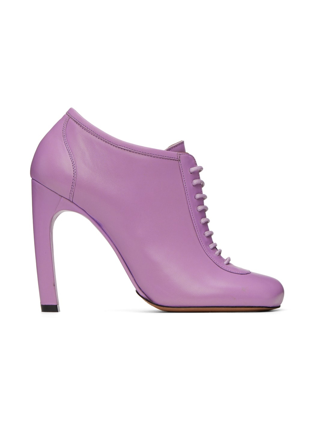 Purple Lace-Up Low Ankle Heels - 1