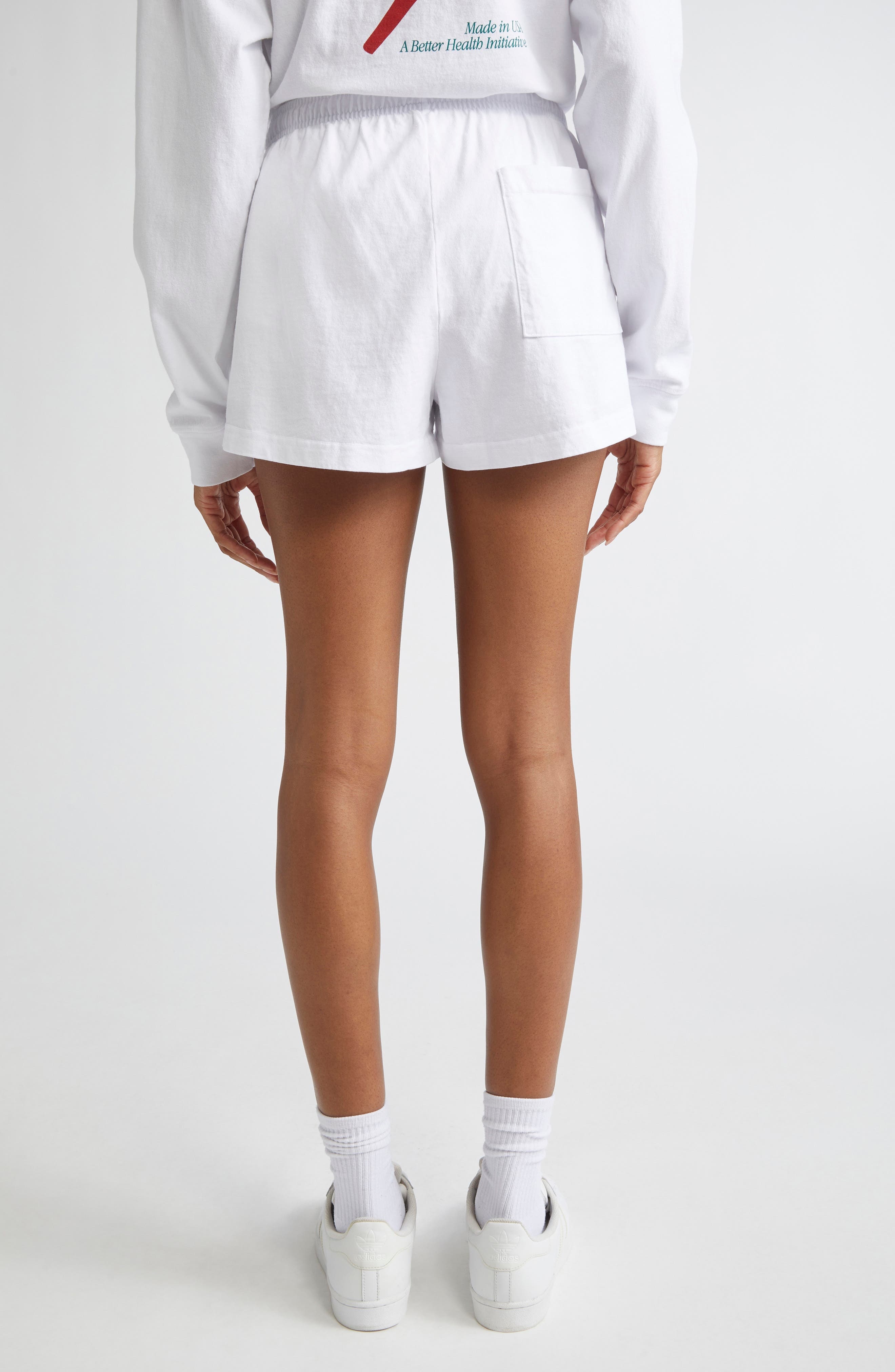 Sporty & Rich LA Marathon Cotton Disco Shorts in White at Nordstrom - 3