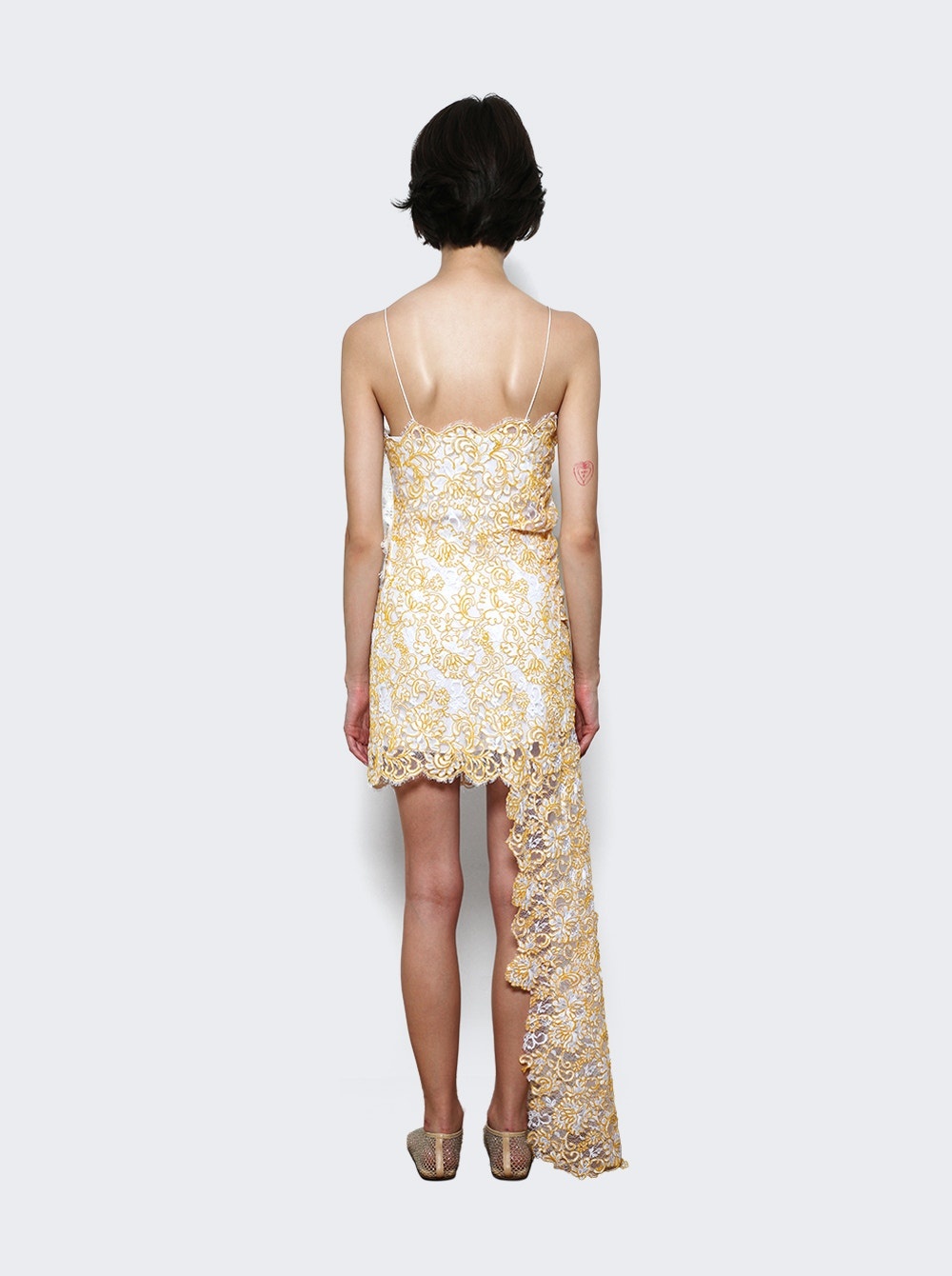 Floating Lace Cami Mini Dress Signal Yellow - 5
