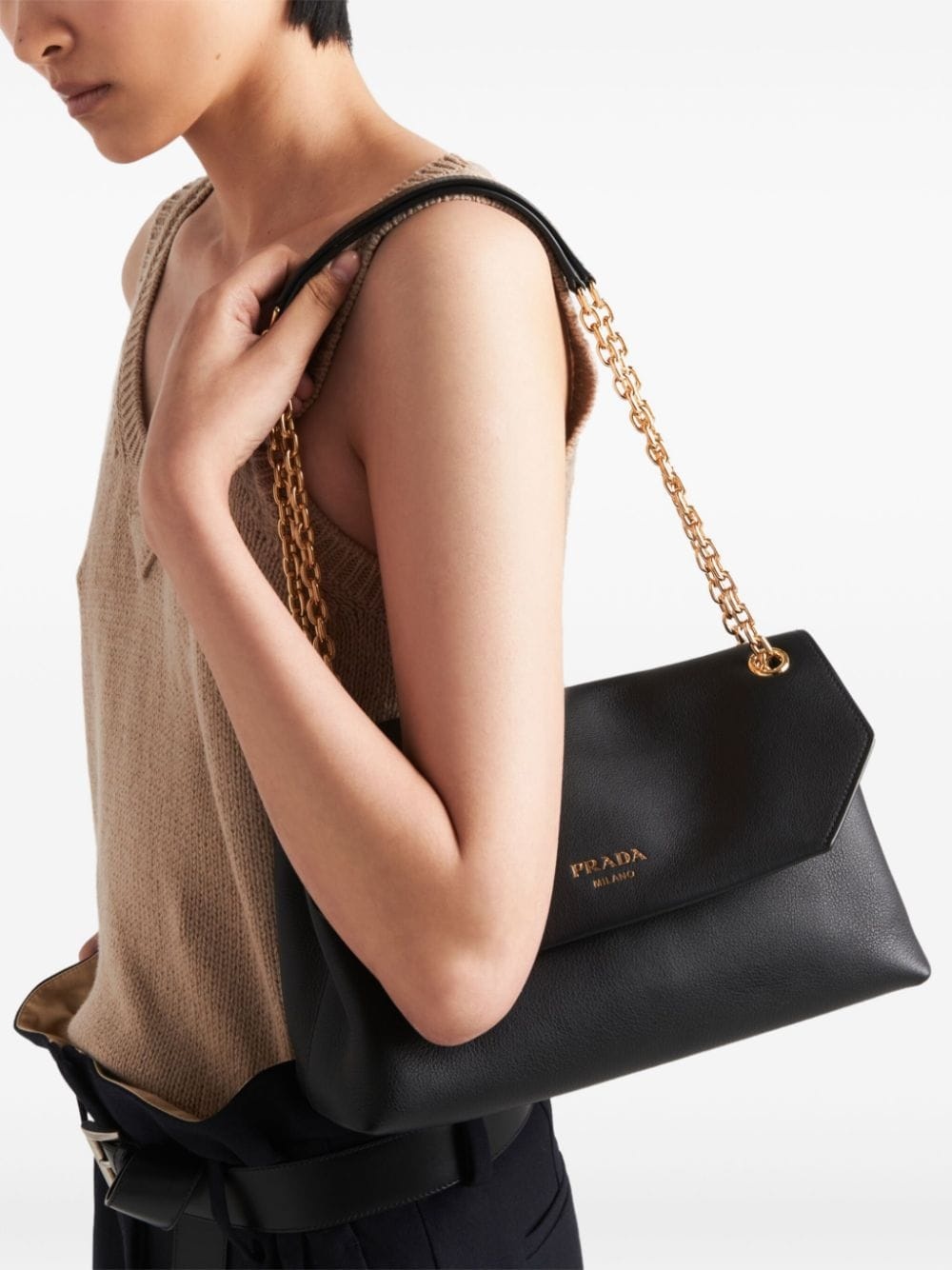 medium leather shoulder bag - 3