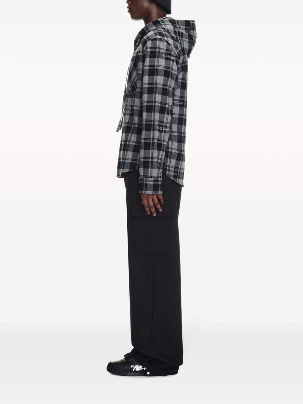 checked hooded shirt - 3