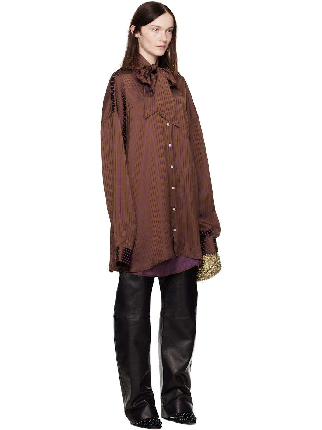 Brown Lavalliere Fitted Back XXL Shirt - 2