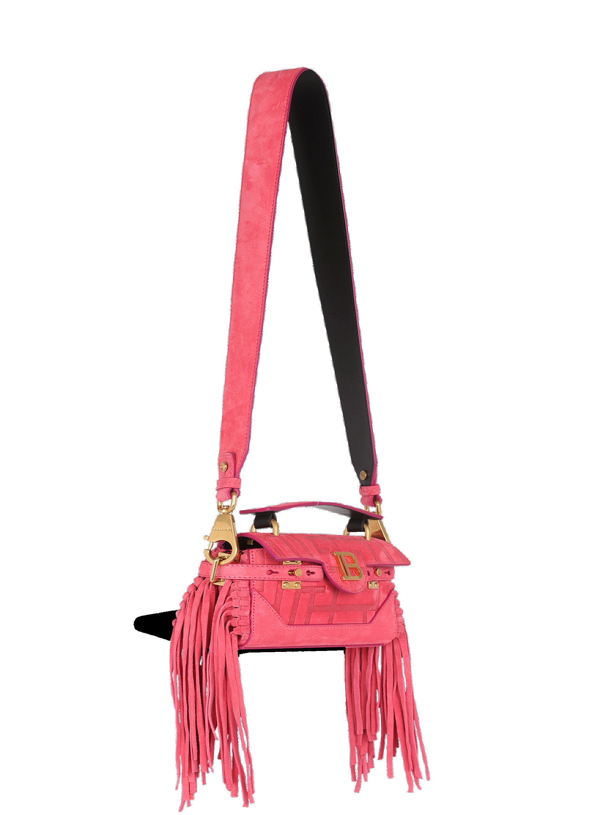 Debossed suede B-Buzz 19 bag with fringe - 3