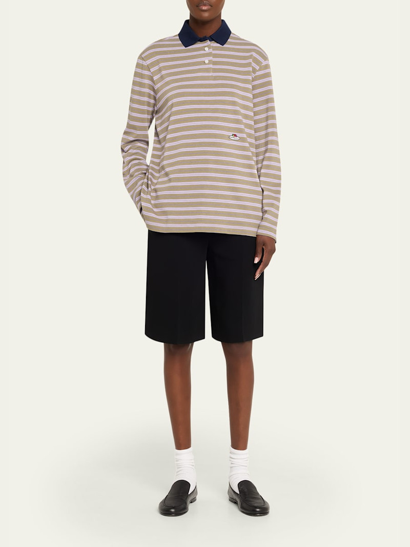 HommeGirls® x Fruit Of The Loom Striped Long-Sleeve Polo Shirt outlook