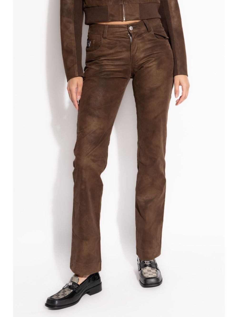 logo-plaque tapered trousers - 3