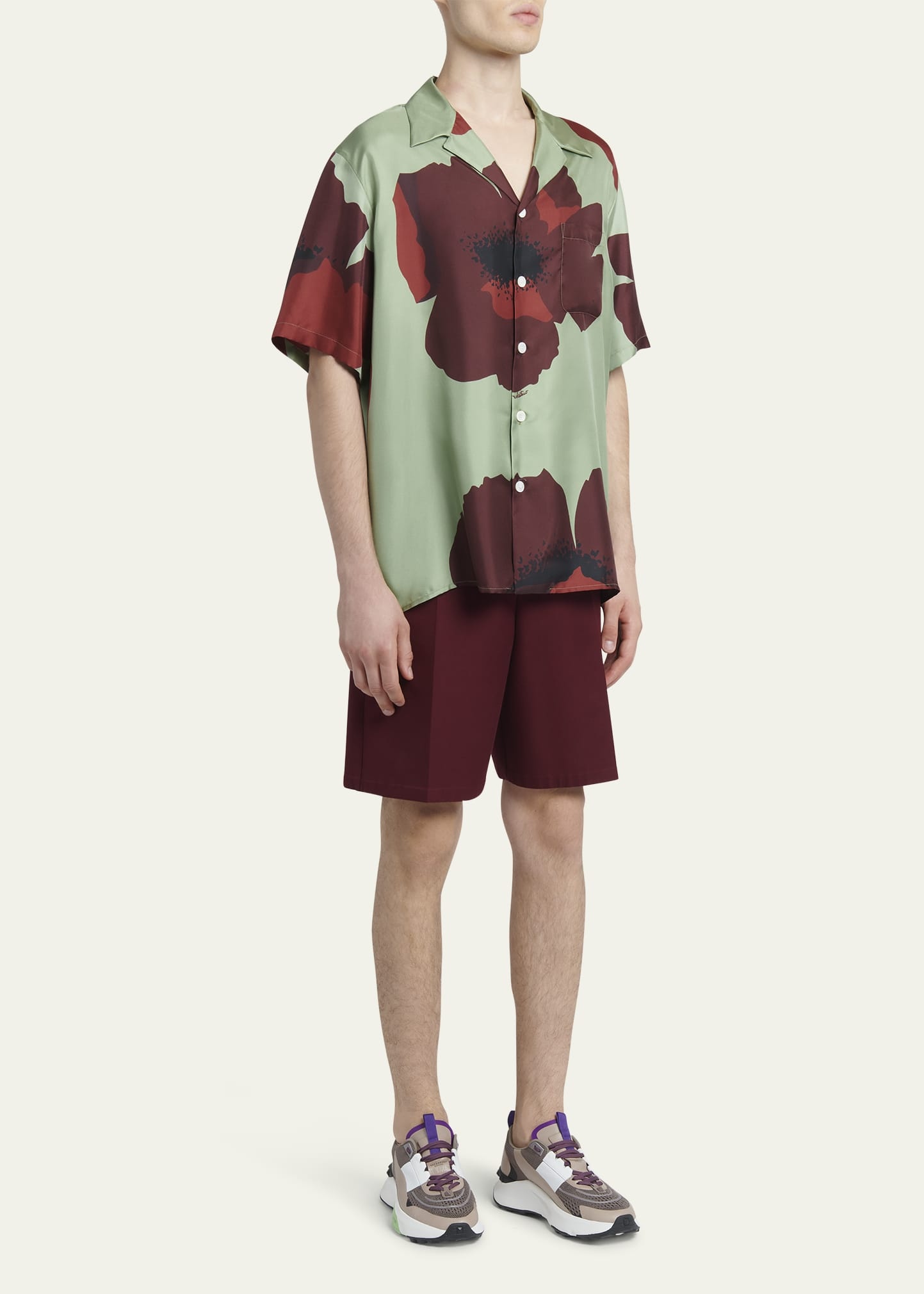 Men's Floral Portrait Silk Camp Shirt - 2