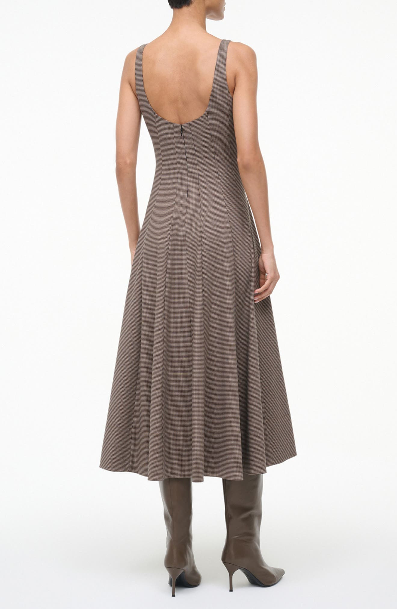 STAUD Wells Houndstooth Fit & Flare Midi Dress at Nordstrom - 2