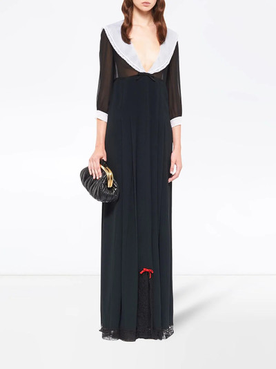 Miu Miu V-neck contrast-collar gown outlook