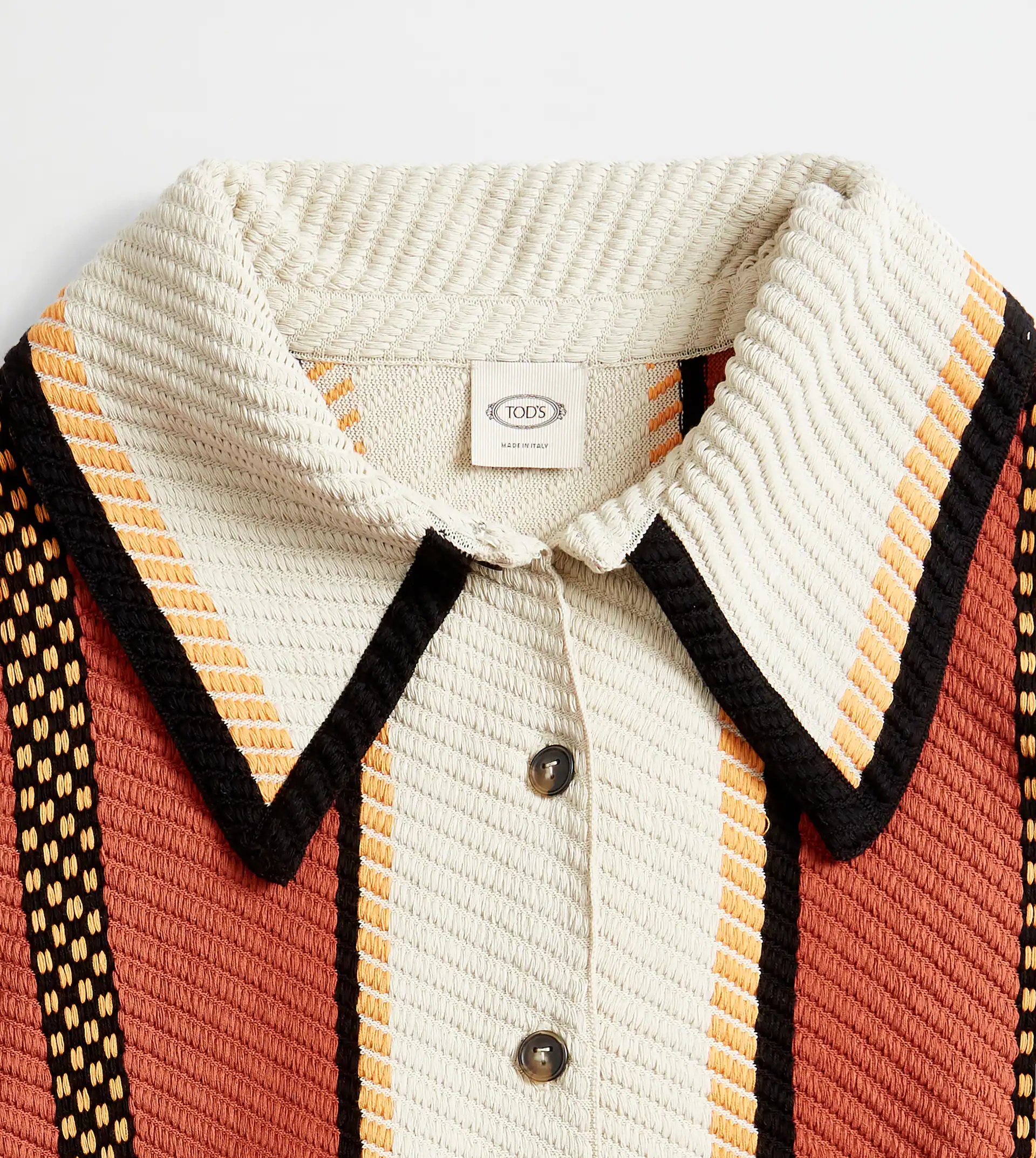MAXI CARDIGAN IN COTTON WITH FRINGES - OFF WHITE, ORANGE, YELLOW - 5