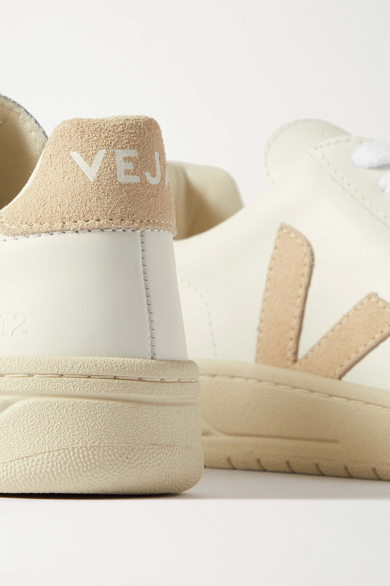 V-12 suede-trimmed leather sneakers - 4