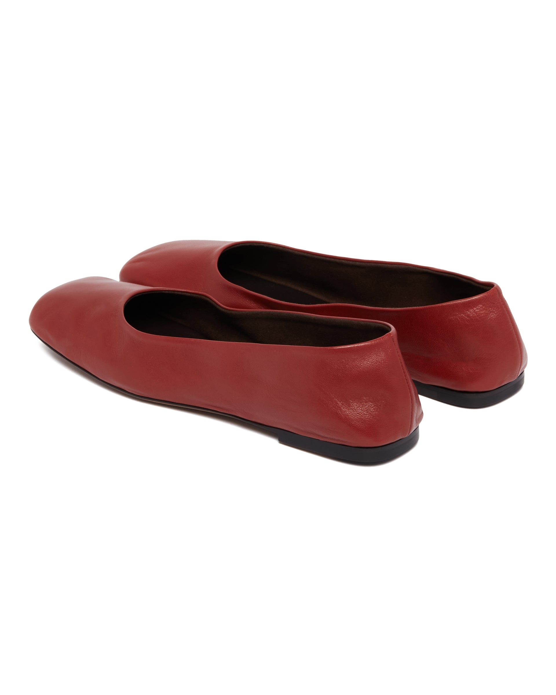 Red Low Square-Toe Flats - 5