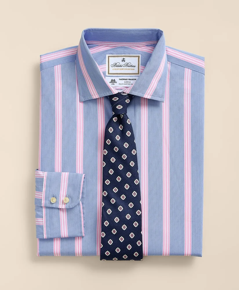 Brooks Brothers X Thomas Mason® Cotton Poplin English Collar, Bold Stripe Dress Shirt - 1