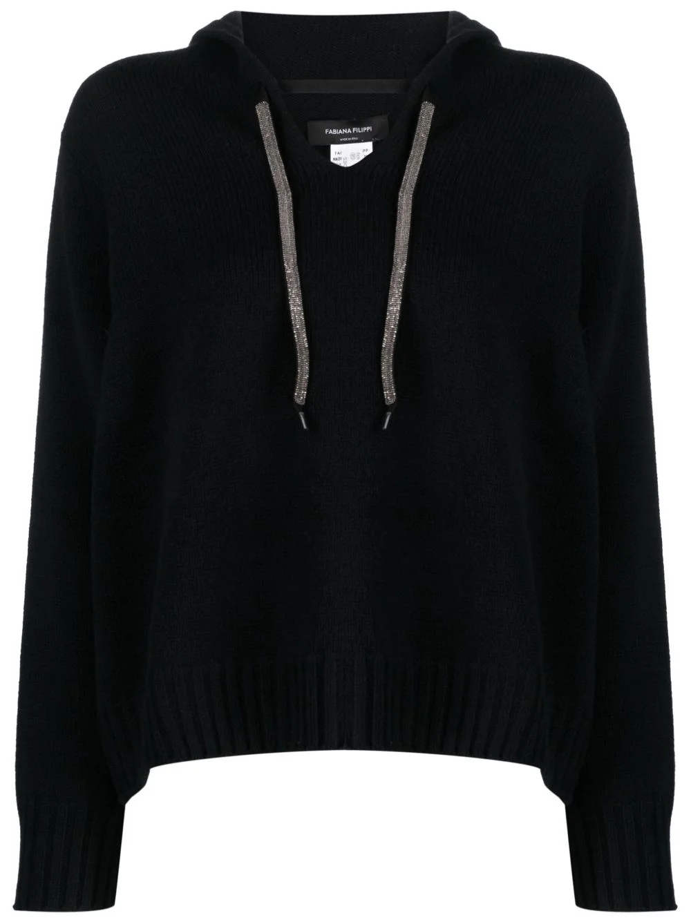 hooded V-neck jumper - 1